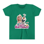 Kids' Birthday Tee - Cute Princess and Snowman "Happy Birthday" Graphic