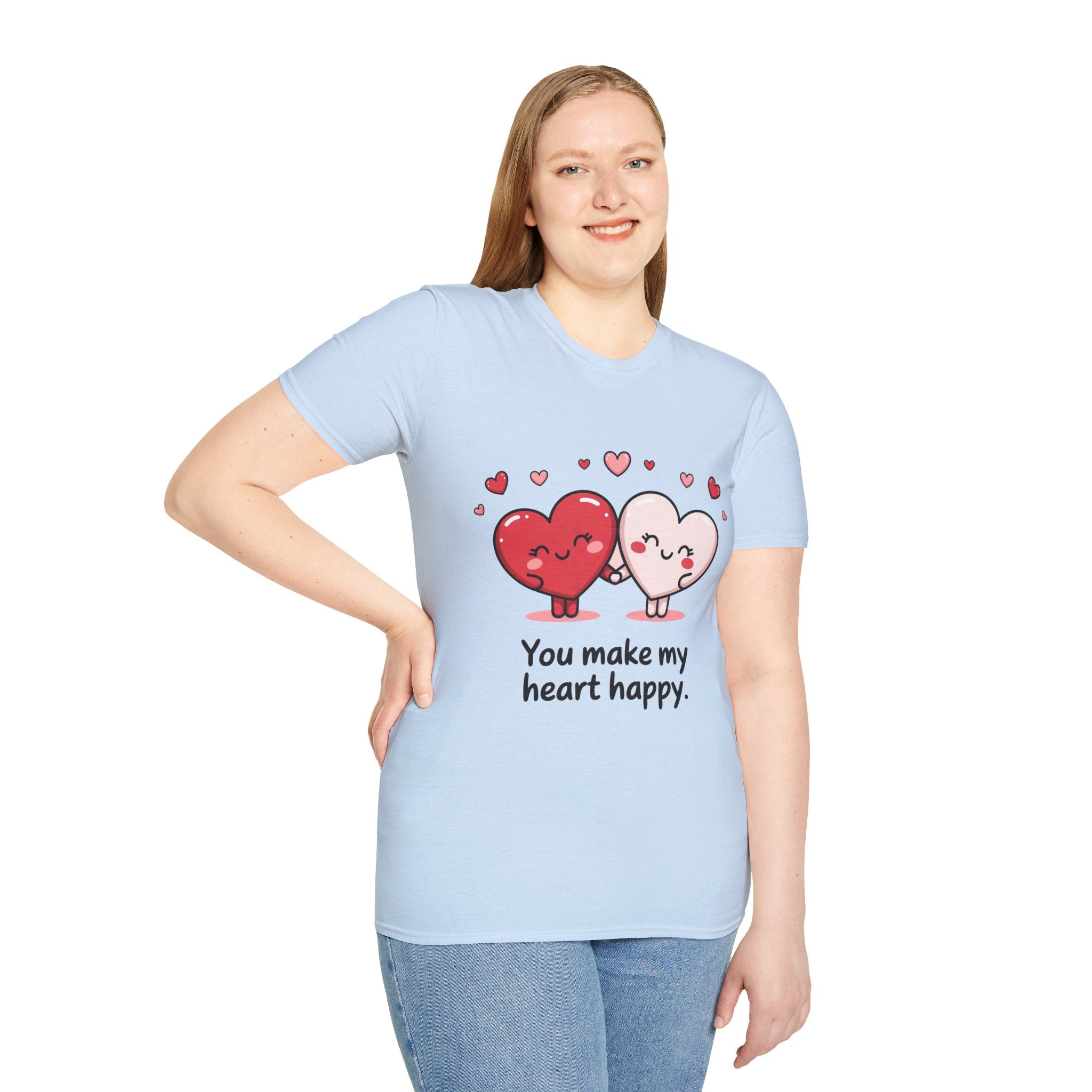 Cute Couples Heart T-Shirt — "You Make My Heart Happy" Valentine's Tee