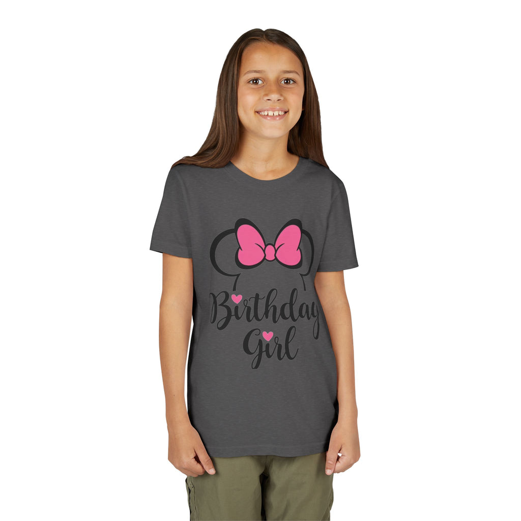 Birthday Girl Youth Tee — Pink Bow Party Shirt for Girls
