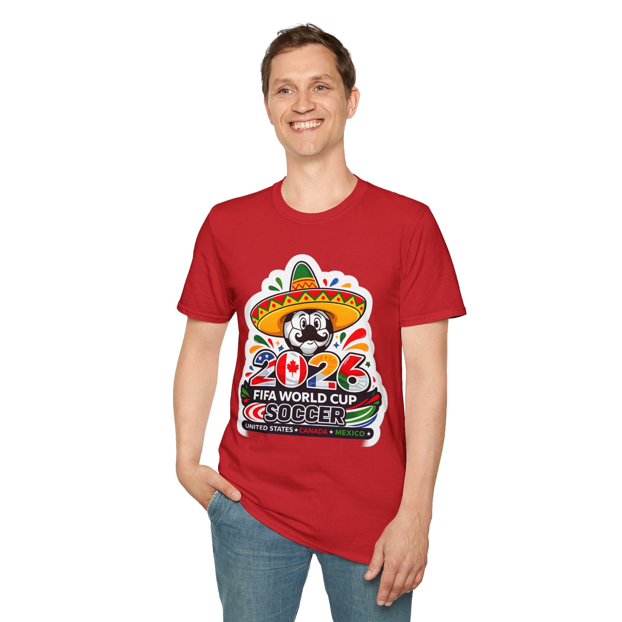 Soccer 2026 Soccer T-Shirt — Colorful Sombrero Mascot Design