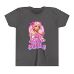 Youth Tee — "Barbie Happy Birthday" Pink Birthday Graphic Shirt