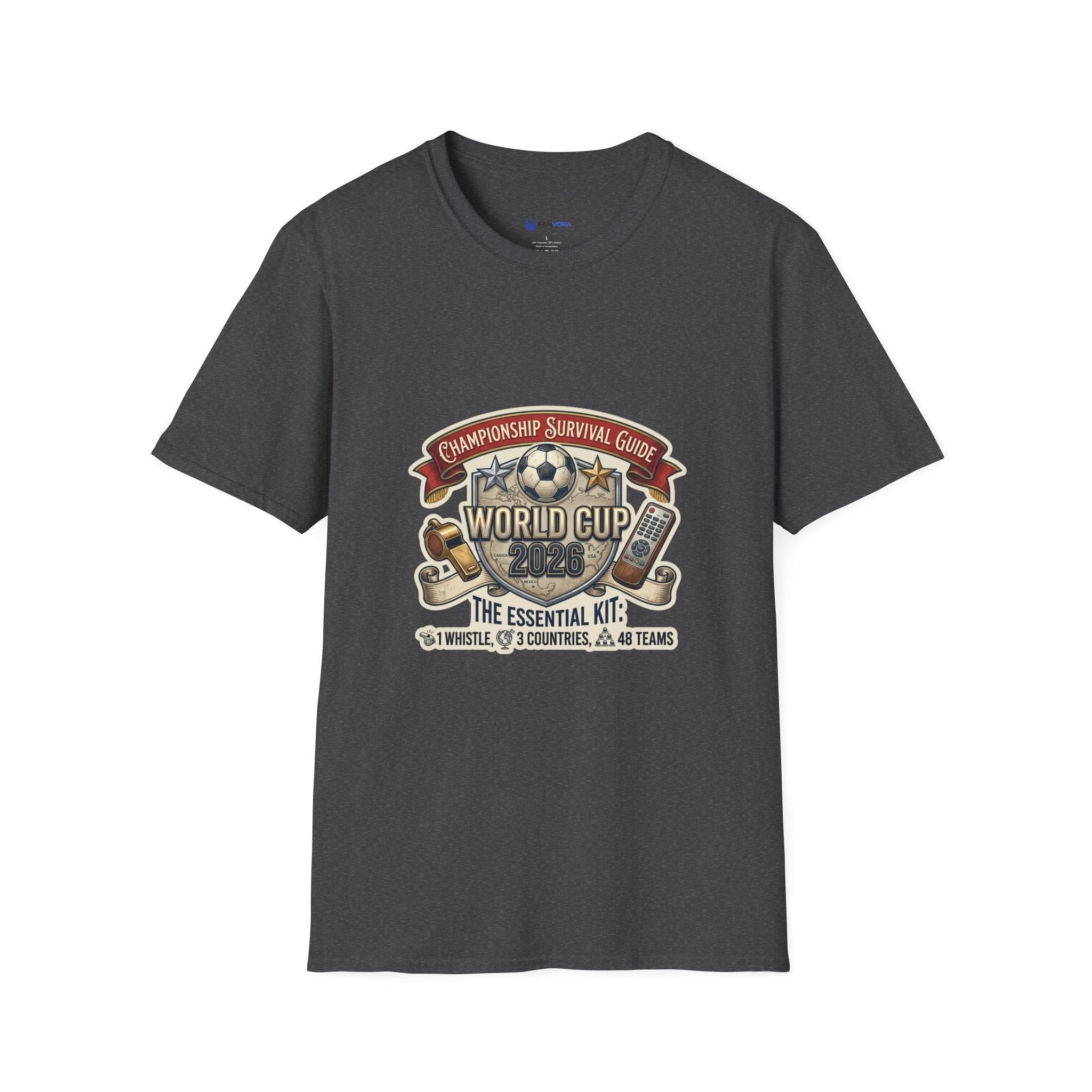 Unisex - World Cup Survival Guide T-Shirt — "The Essential Kit" Soccer Fan Tee.