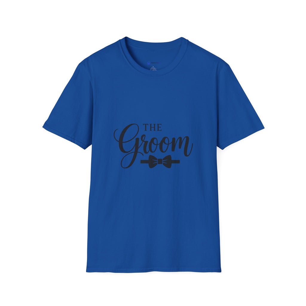Groom T-Shirt — 'The Groom' Wedding Tee with Bowtie Graphic