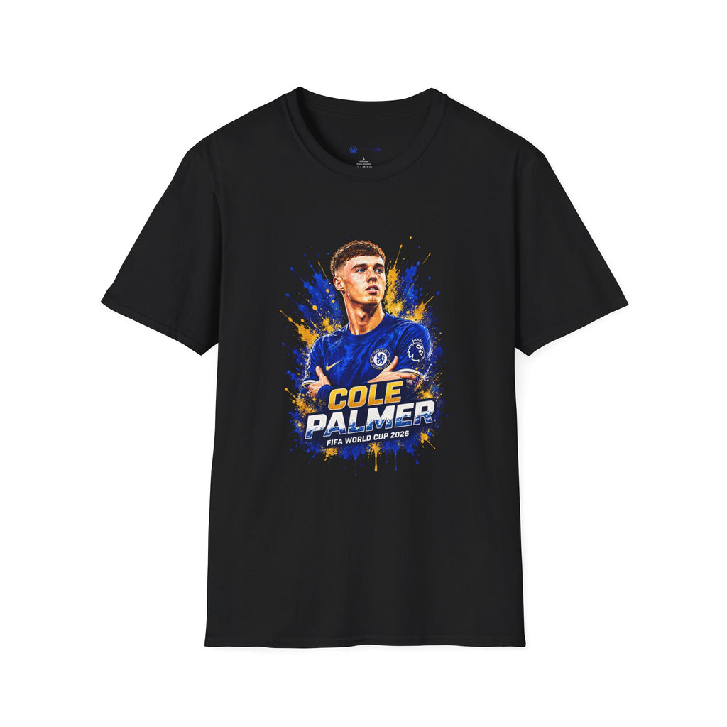 Soccer Player Graphic T-Shirt — 'England Legend' Blue Splash Design