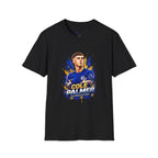 Soccer Player Graphic T-Shirt — 'England Legend' Blue Splash Design