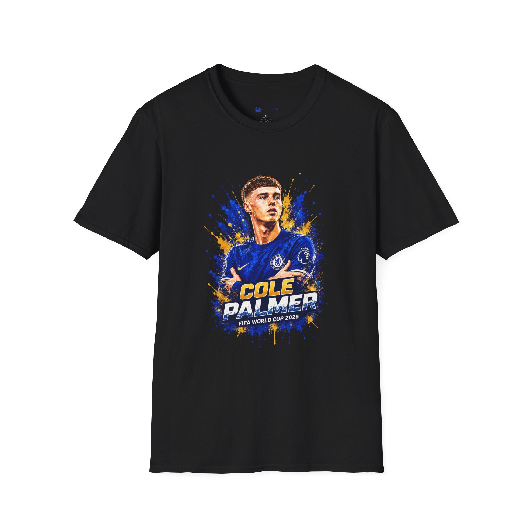 Soccer Player Graphic T-Shirt — 'England Legend' Blue Splash Design