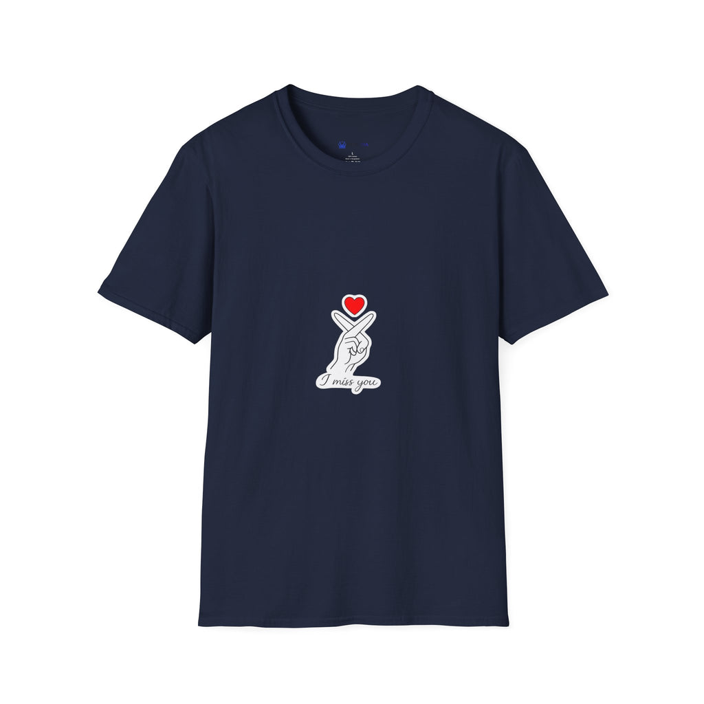 Korean Finger Heart T‑Shirt – I Miss You Minimalist Graphic Tee