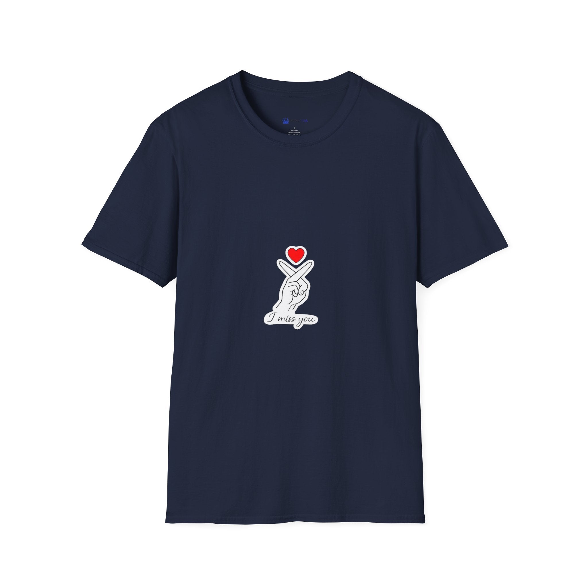 Korean Finger Heart T‑Shirt – I Miss You Minimalist Graphic Tee