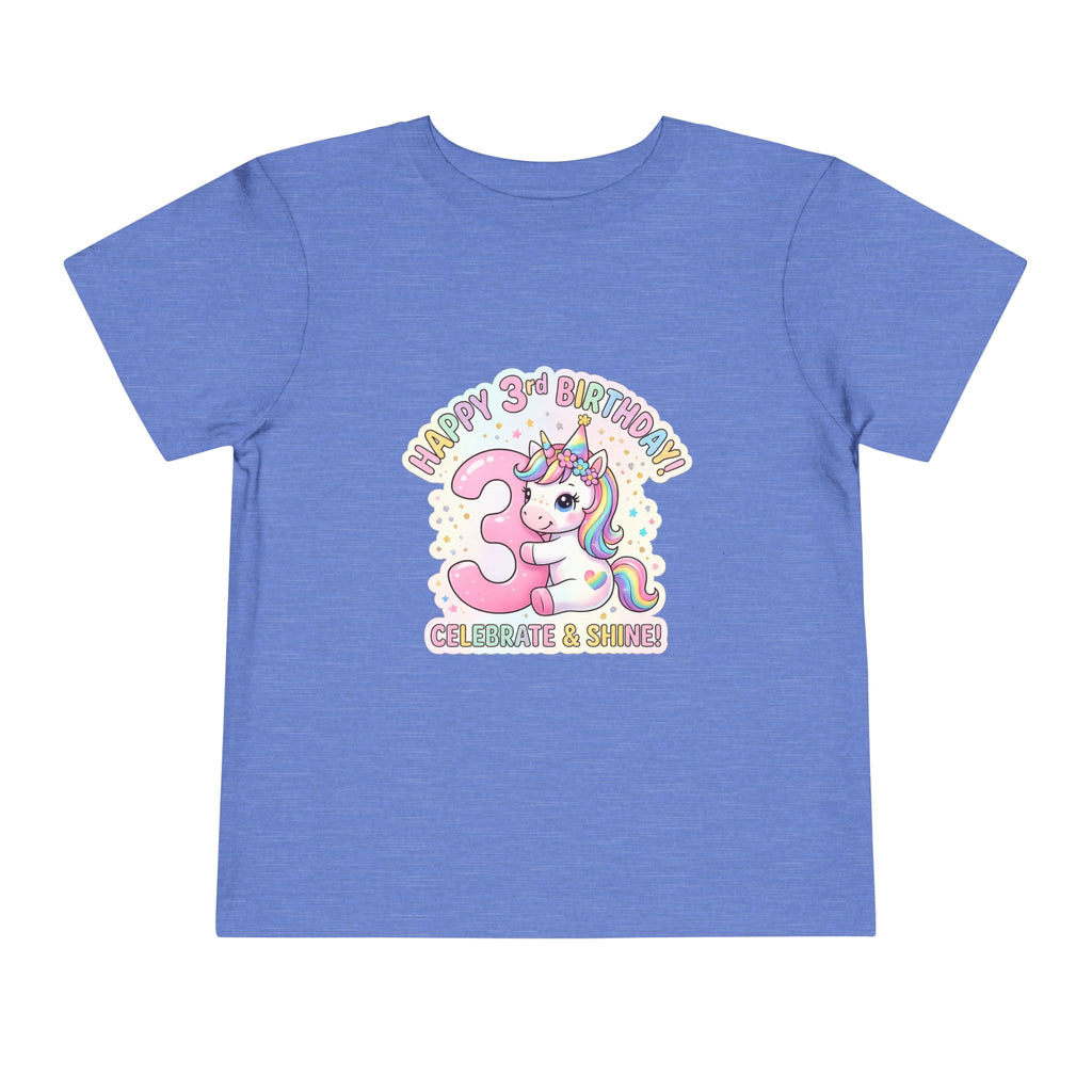 Toddler Unicorn 3rd Birthday Tee — "Happy 3rd Birthday!" Celebrate & Sparkle