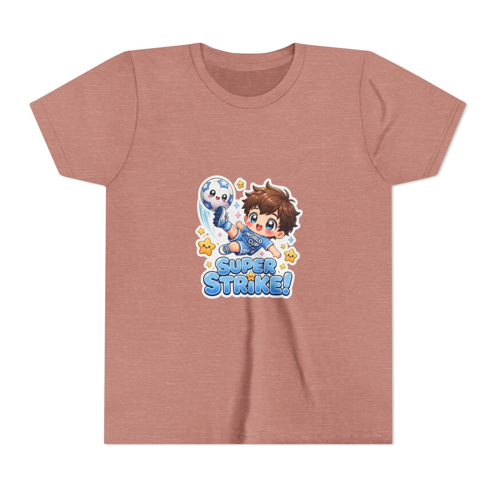 Youth Tee - Cute 'Super Strike!' Soccer Boy Graphic