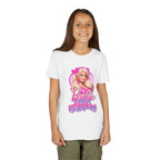 Youth Tee — "Barbie Happy Birthday" Pink Birthday Graphic Shirt