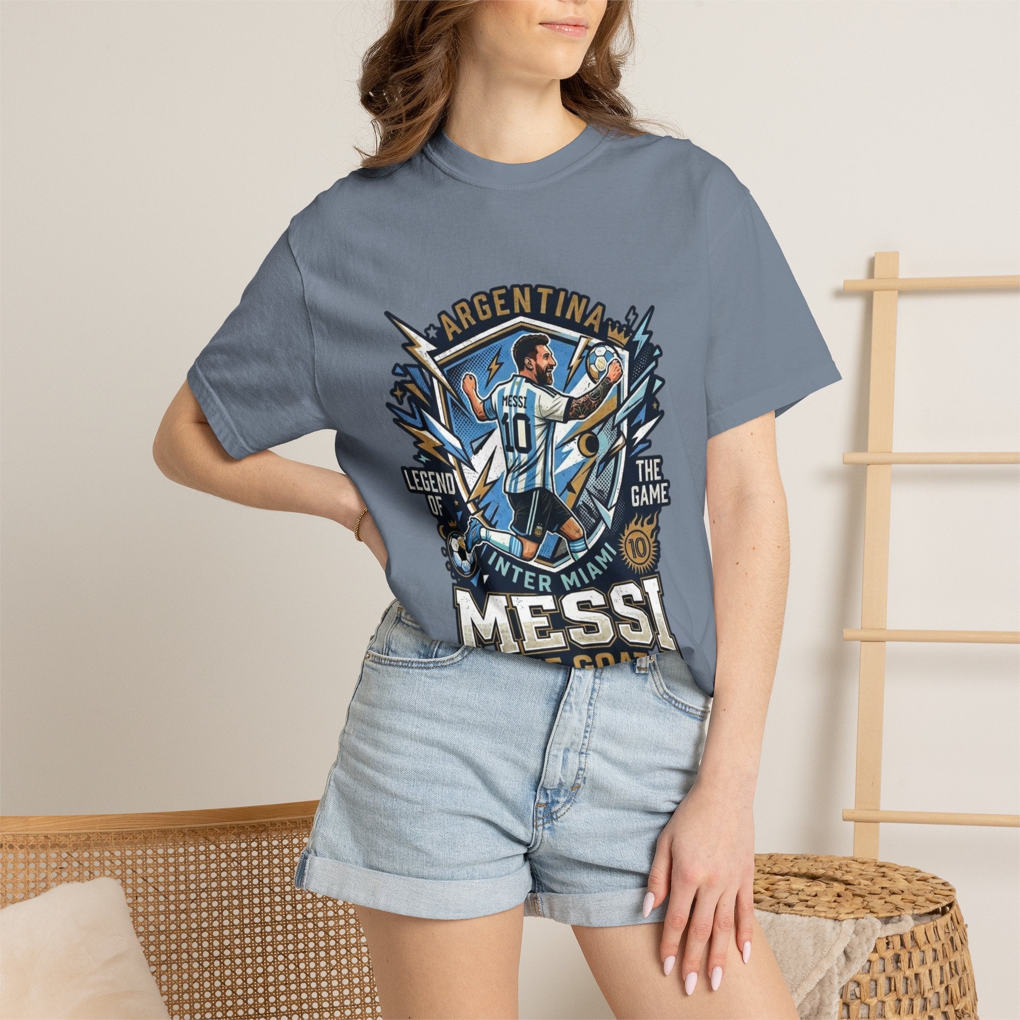 Messi "The GOAT" Soccer T-Shirt - Argentina Fan Version