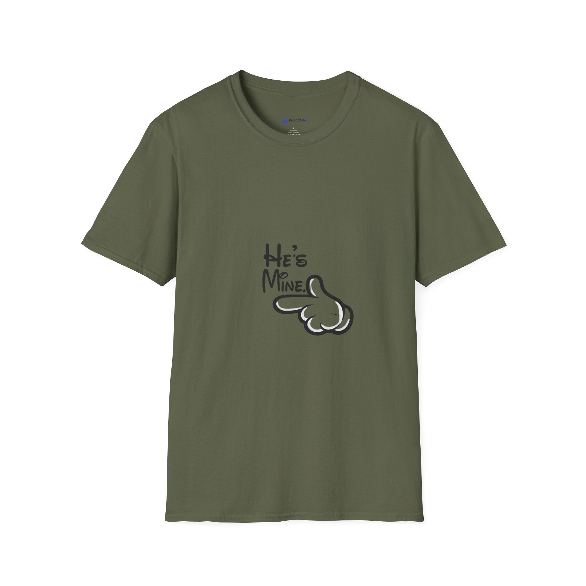 He’s Mine T-Shirt — Cute Couple Graphic Tee with Pointing Hand