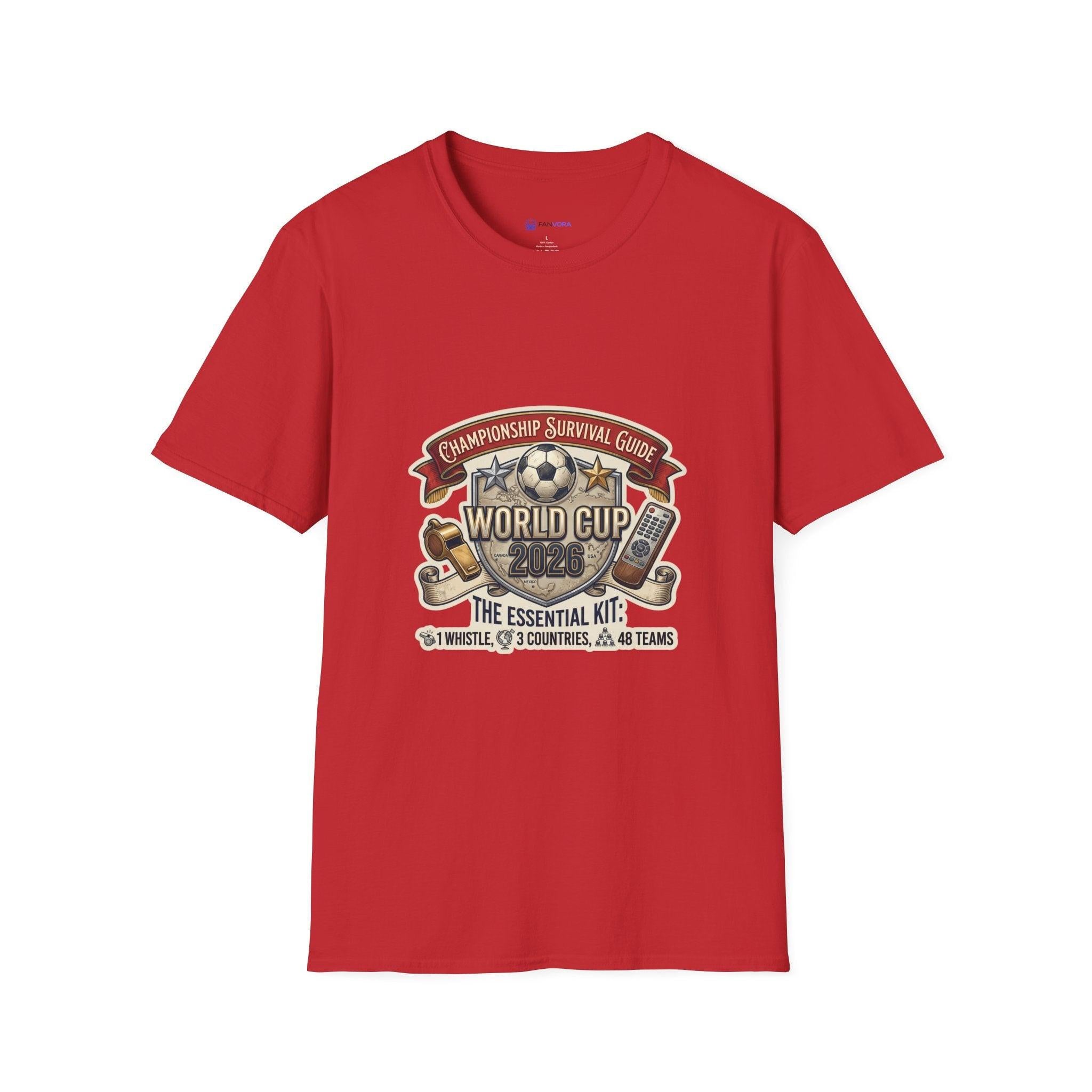 Unisex - World Cup Survival Guide T-Shirt — "The Essential Kit" Soccer Fan Tee.