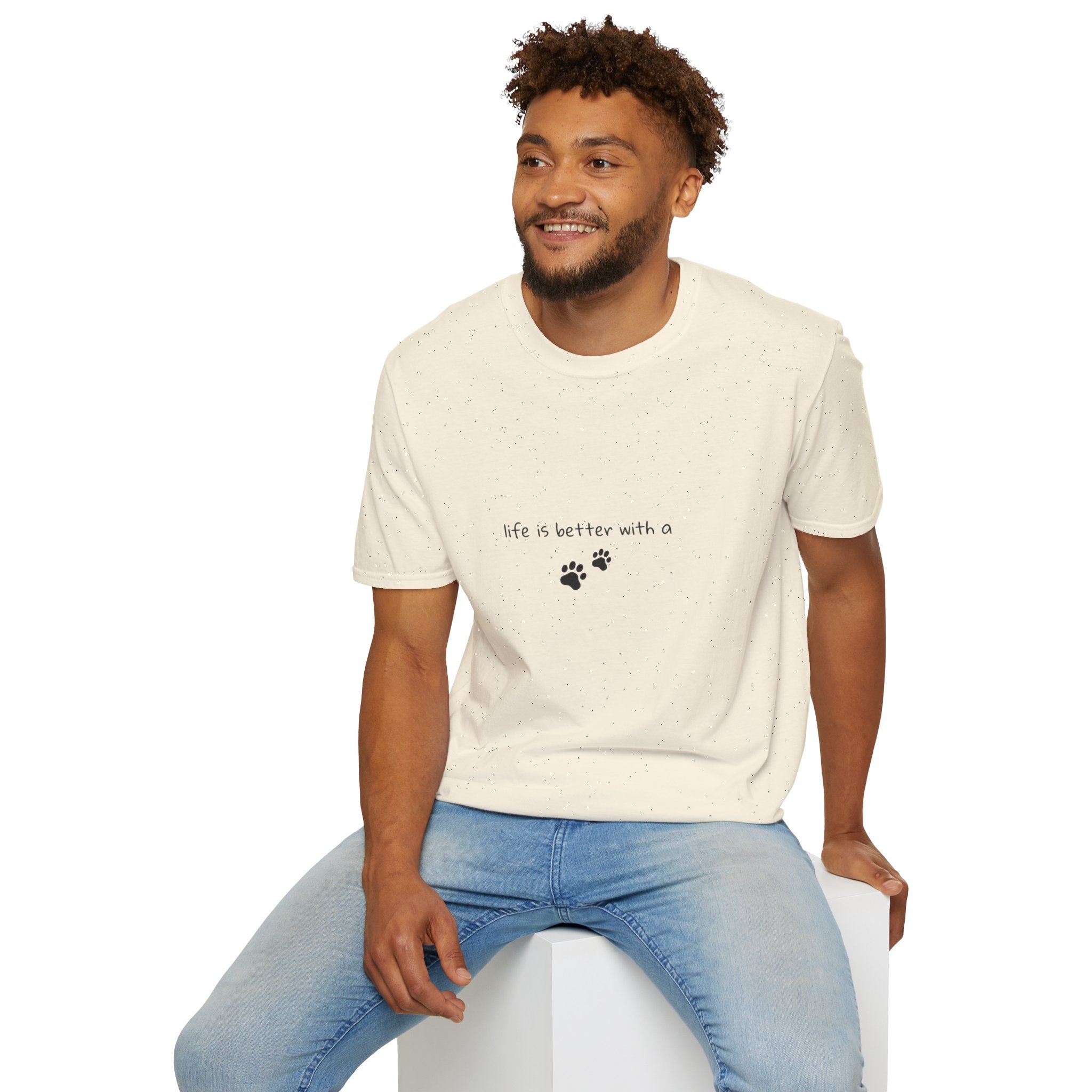 Pet Lover T‑Shirt — "Life Is Better With a" Paw Print Tee