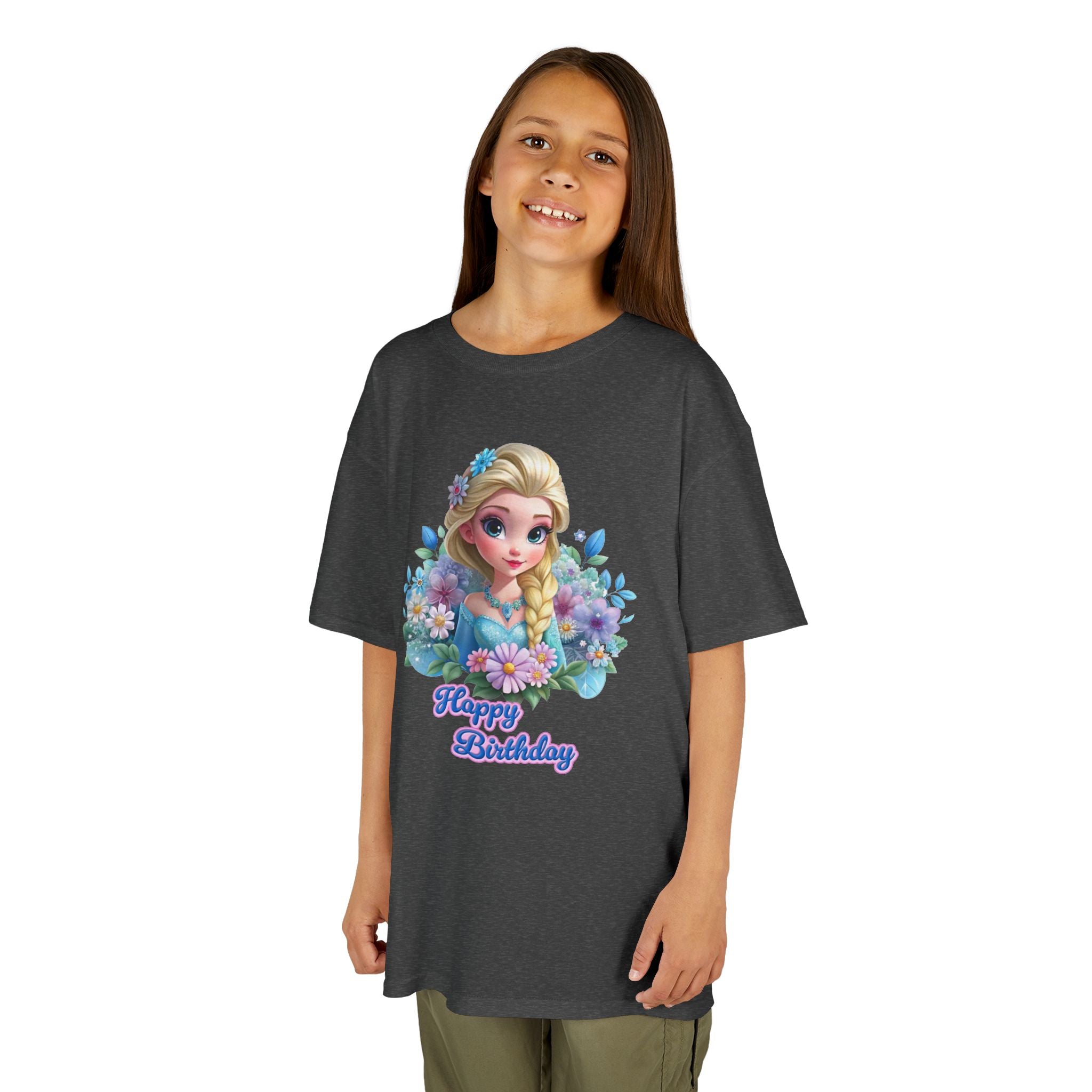 Kids Tee — 'Happy Birthday' Princess Floral Design
