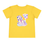 Toddler Tee — Pastel Unicorn "Happy Birthday" Shirt with Balloons