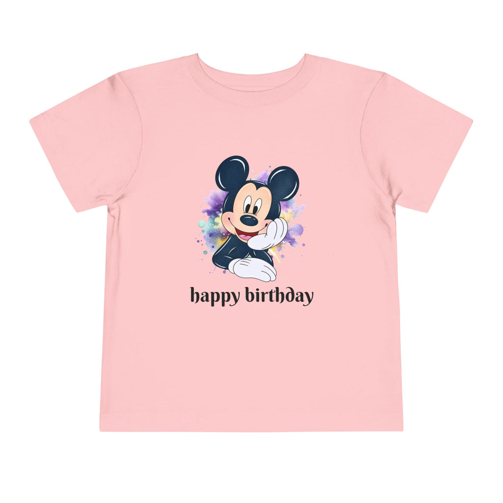 Toddler Tee — Cute Mickey "happy birthday" Birthday Shirt for Kids