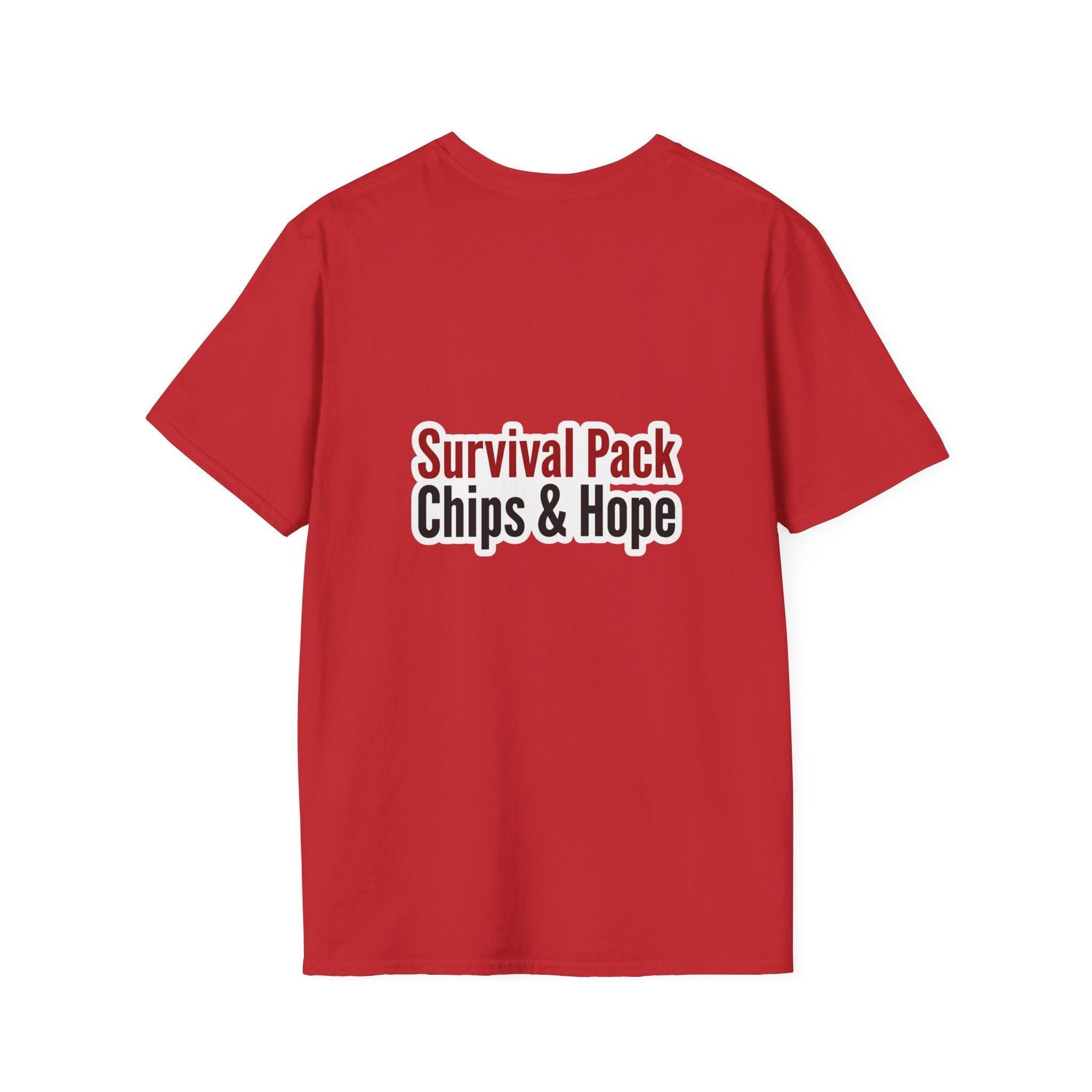 Unisex - Legends Unite Fans’ Choice World Cup T-Shirt — “Survival Pack: Chips & Hope”.