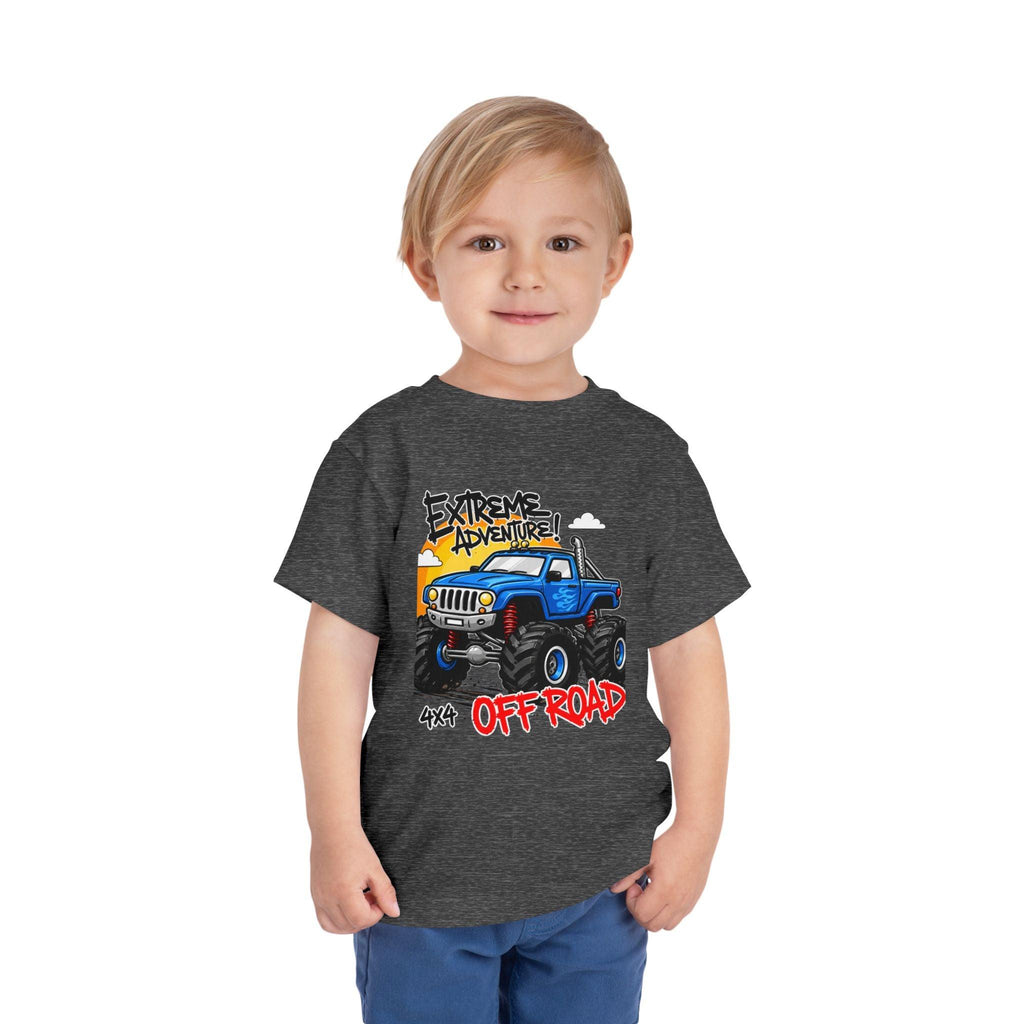 Toddler Tee - "Extreme Adventure 4x4 Off Road" Blue Monster Truck.