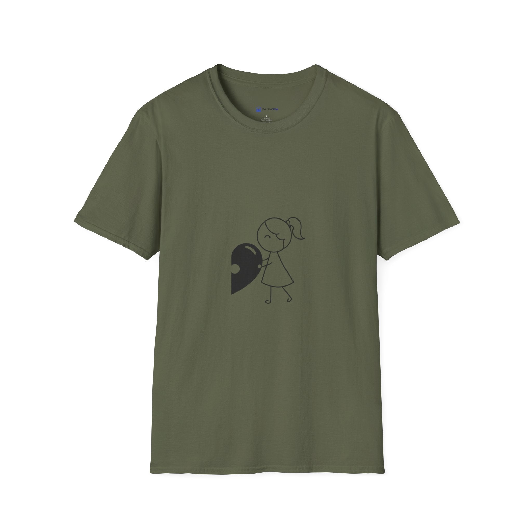 T-Shirt — Minimal Cute Girl Holding Heart Graphic Tee
