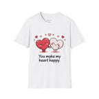 Cute Couples Heart T-Shirt — "You Make My Heart Happy" Valentine's Tee