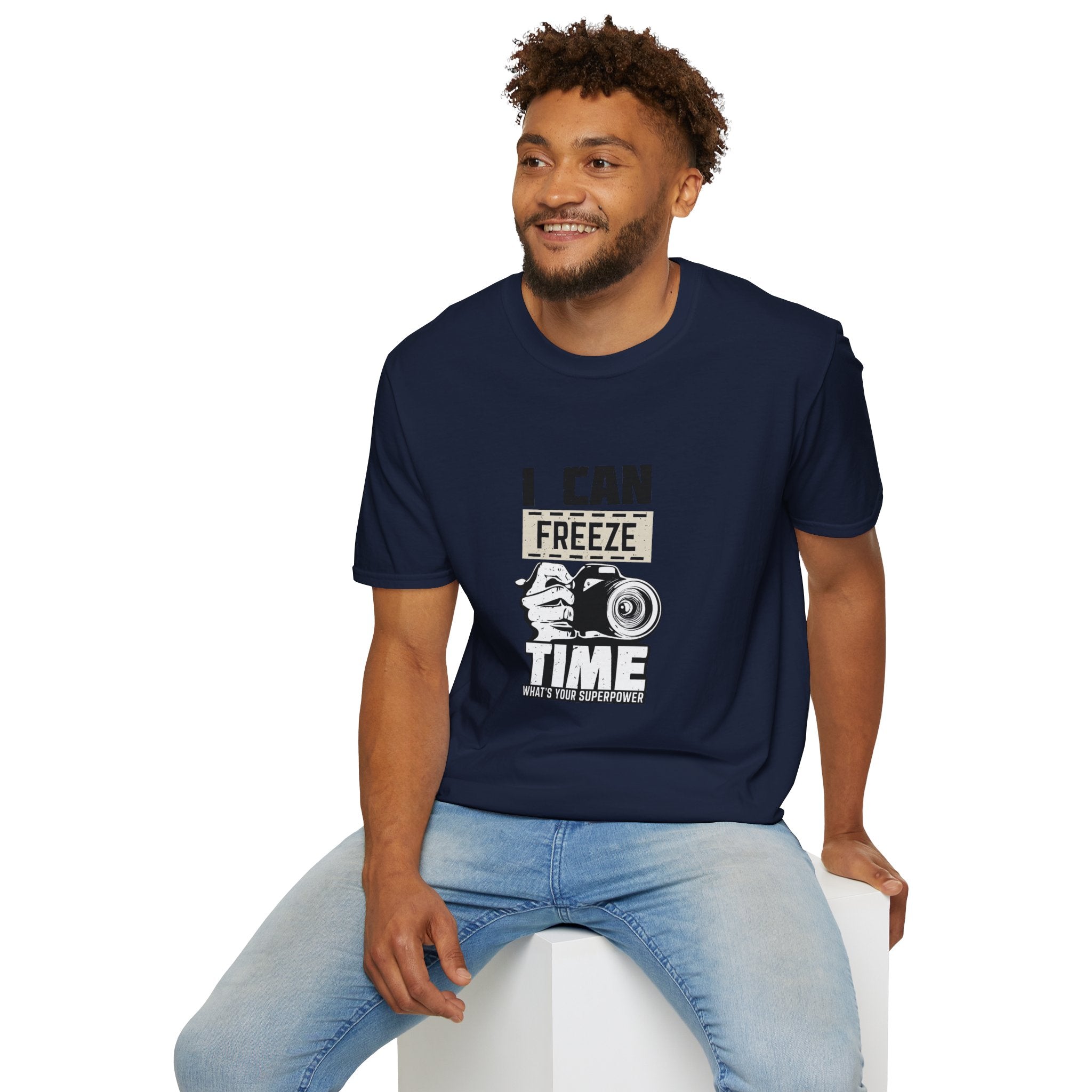 I Can Freeze Time Camera T‑Shirt — Vintage Photographer Quote Tee