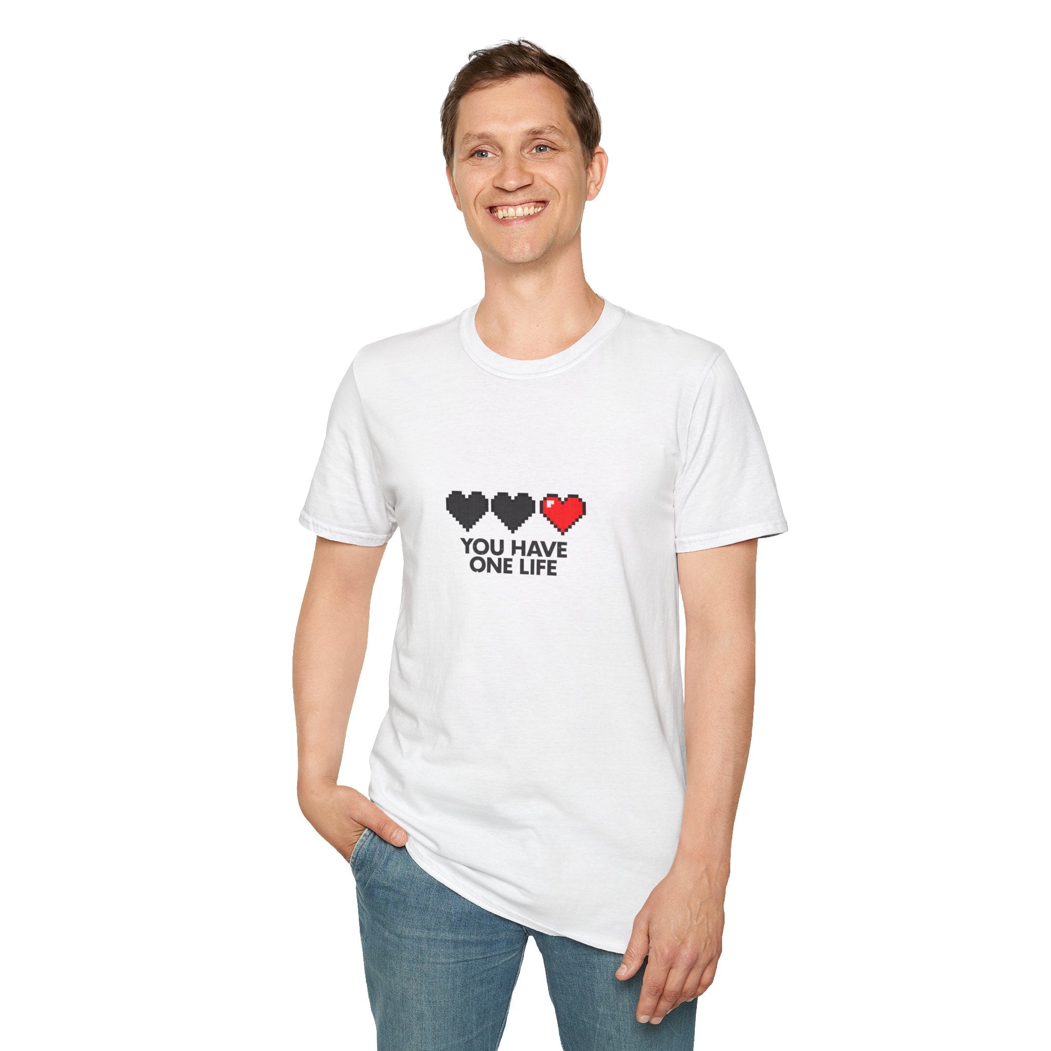 T-Shirt — Pixel Heart "You Have One Life" Graphic Tee