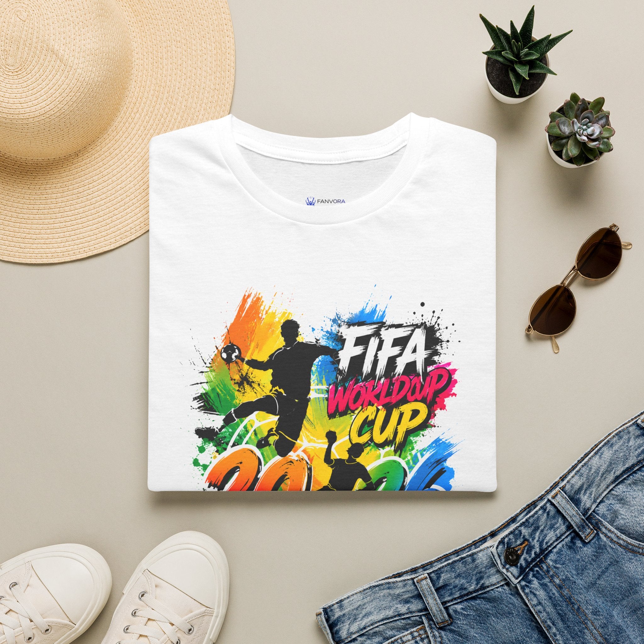 Soccer 2026 T-Shirt — Colorful Player Silhouette Design.