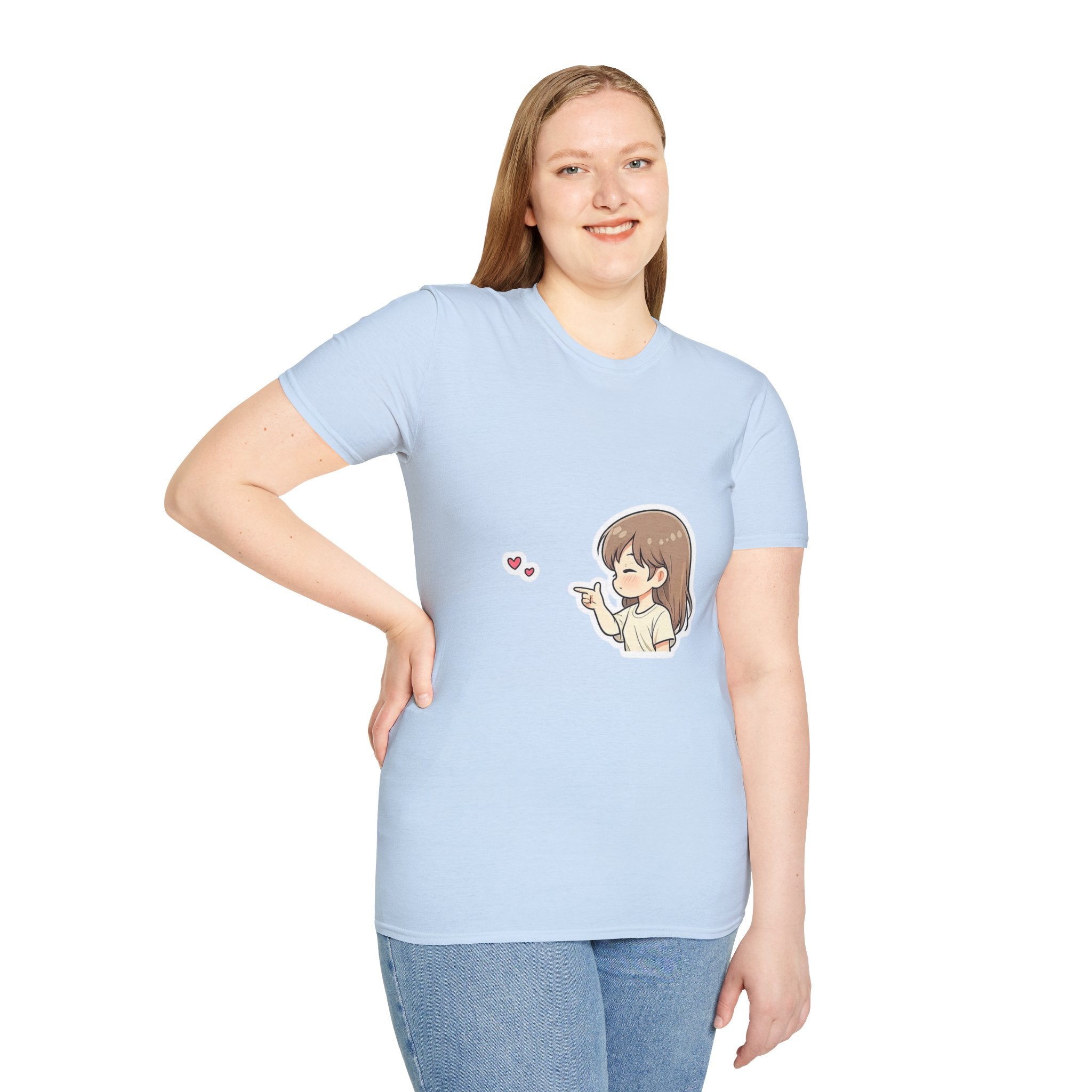 Kawaii Girl Blowing Hearts T-Shirt — Cute Anime Graphic Tee