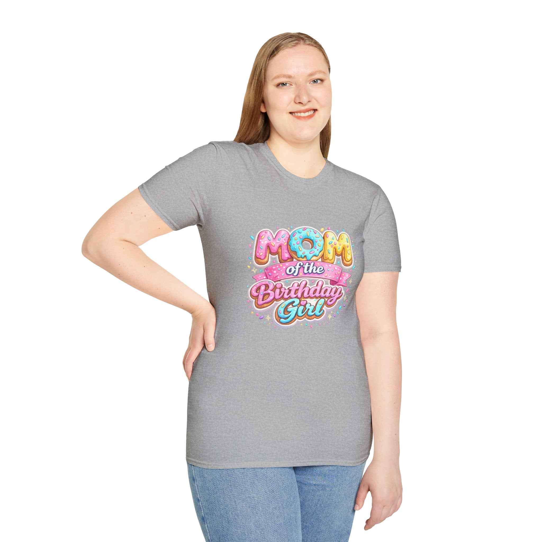 Unisex Softstyle T-Shirt "mom of the birthday girl"