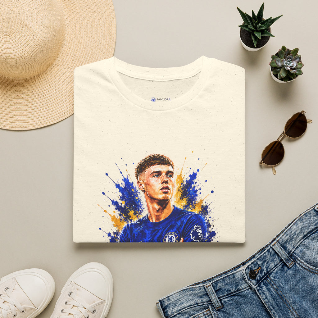 Soccer Player Graphic T-Shirt — 'England Legend' Blue Splash Design