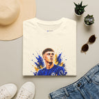 Soccer Player Graphic T-Shirt — 'England Legend' Blue Splash Design