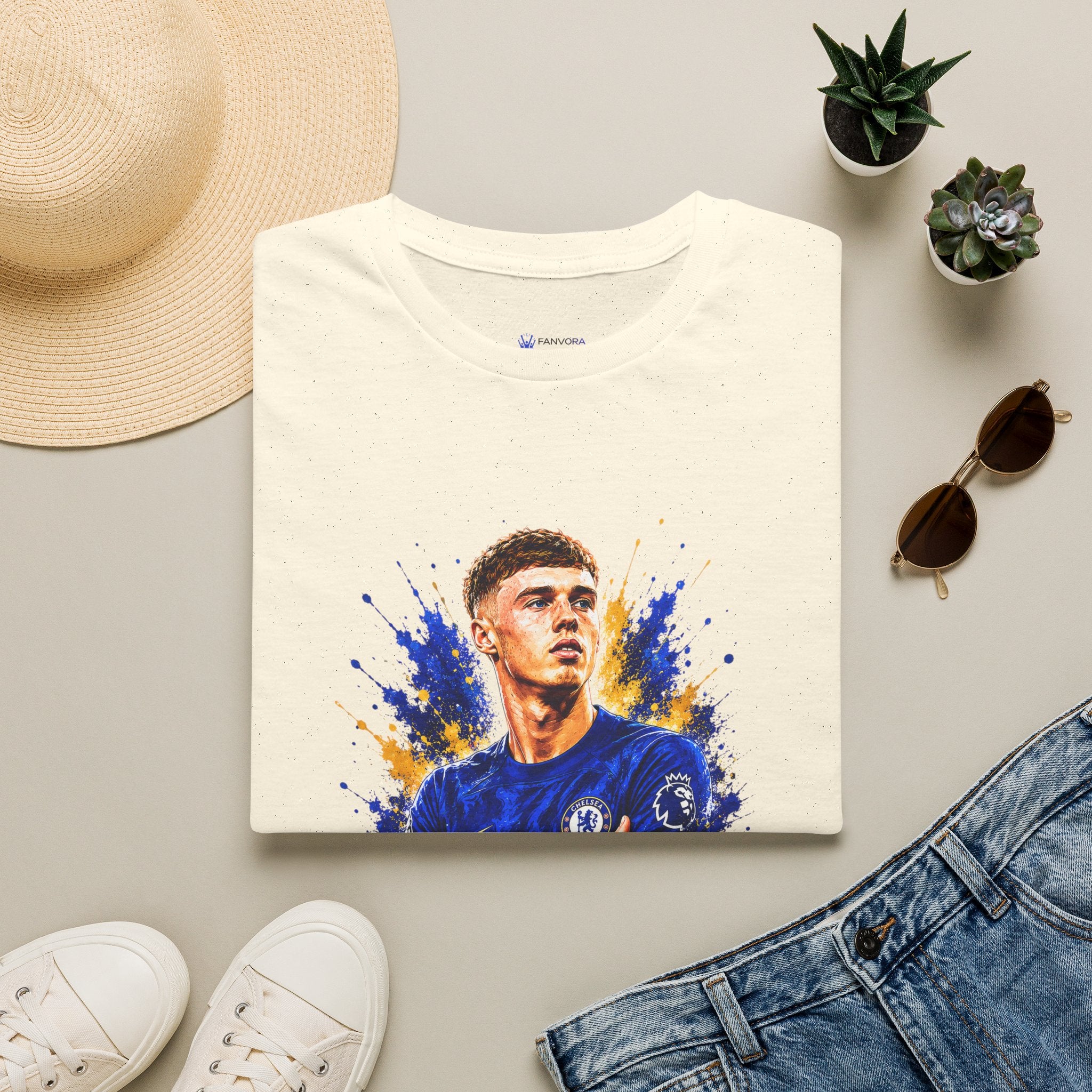 Soccer Player Graphic T-Shirt — 'England Legend' Blue Splash Design