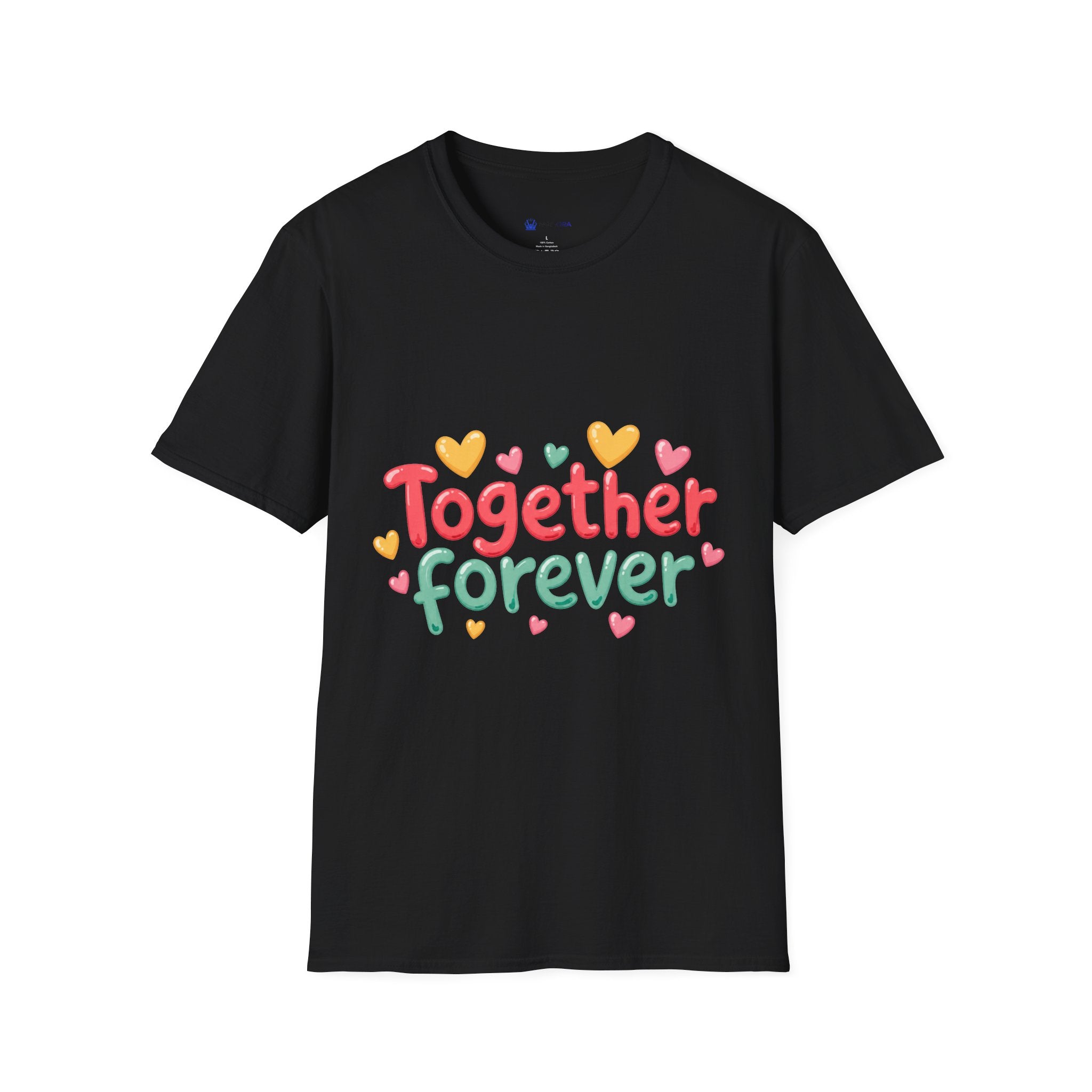 T-Shirt — "Together Forever" Cute Heart Couple Graphic Tee