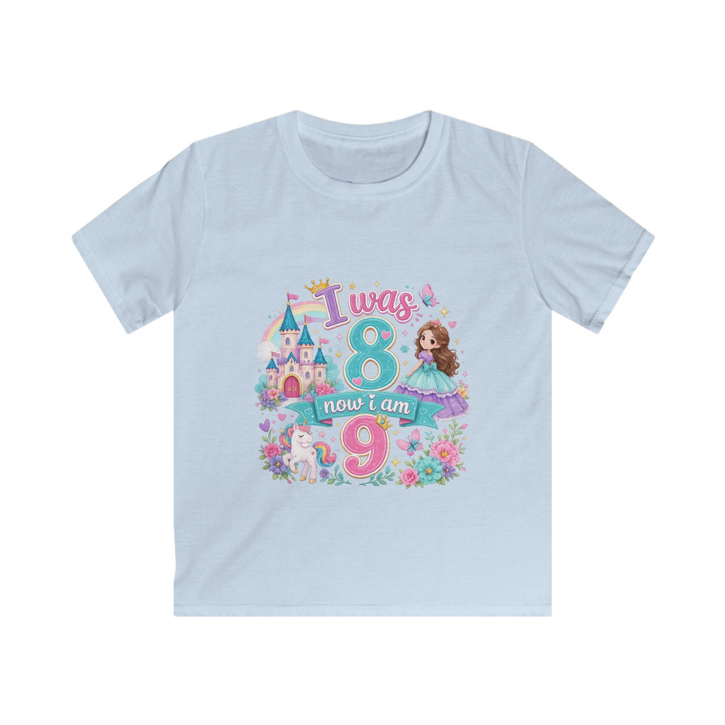 Girls' Princess 8th Birthday T-Shirt — "This Is How I Turn 8" Floral Castle Tee