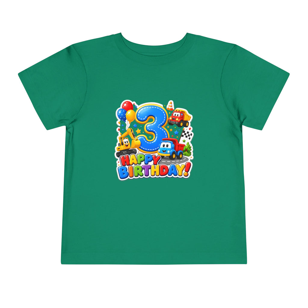 Toddler Birthday Tee — "3" Race Car Happy Birthday Shirt