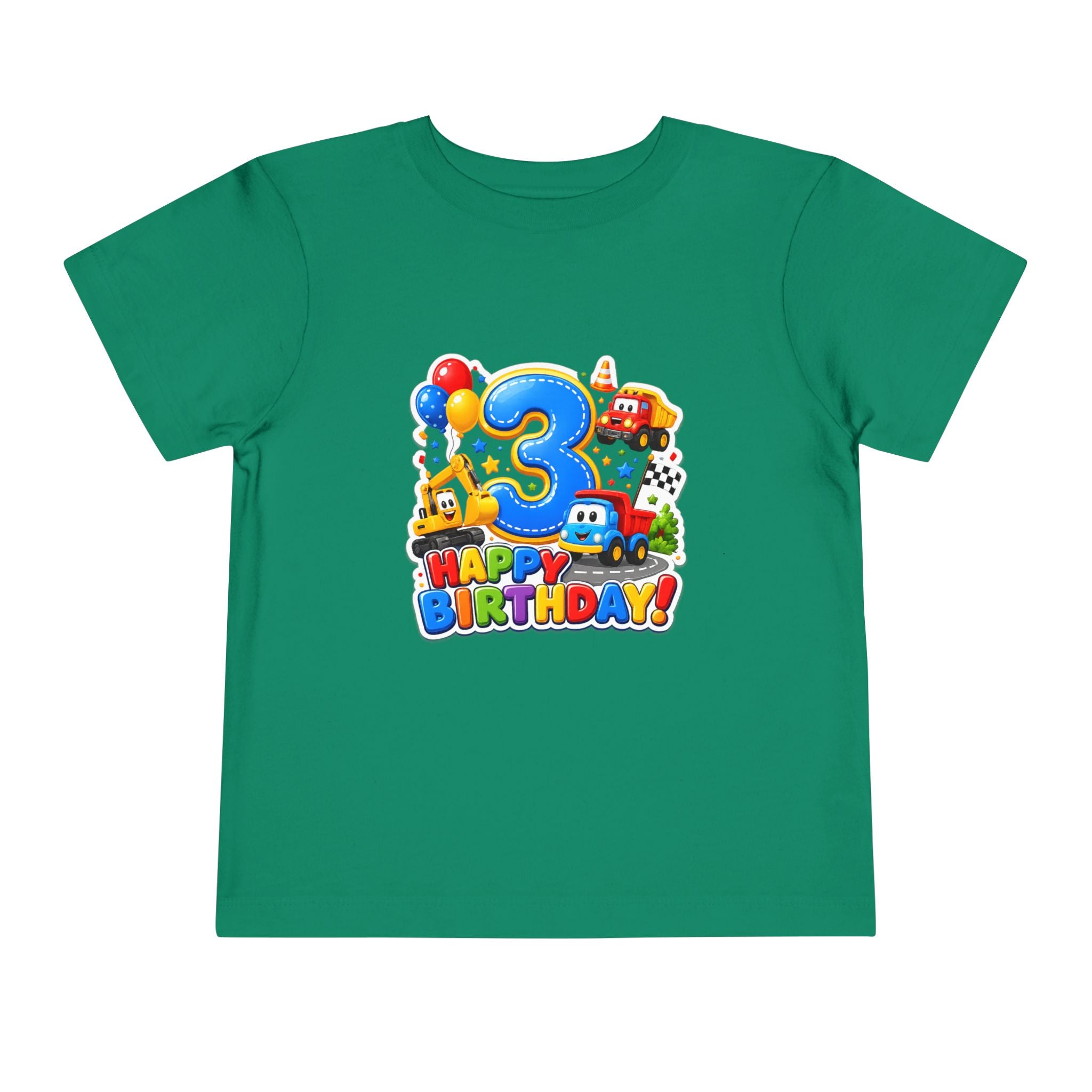 Toddler Birthday Tee — "3" Race Car Happy Birthday Shirt