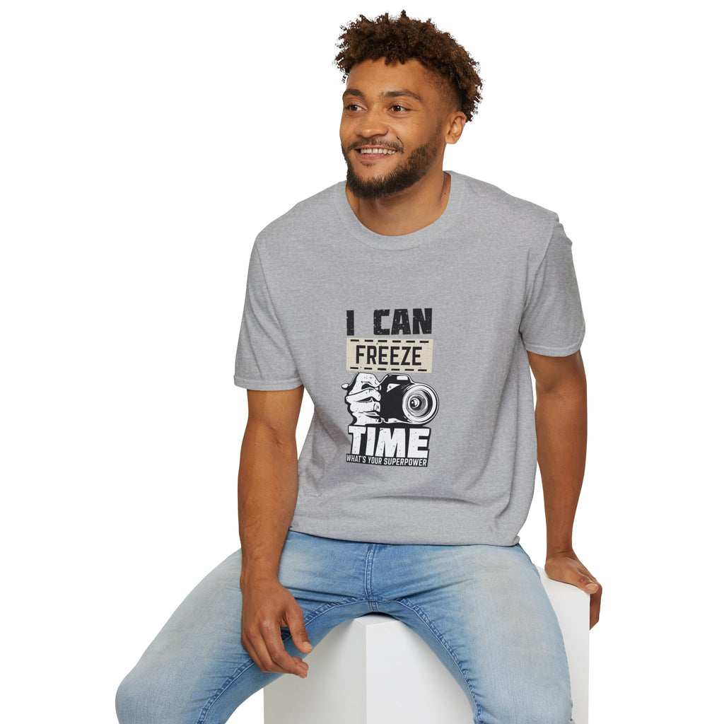 I Can Freeze Time Camera T‑Shirt — Vintage Photographer Quote Tee