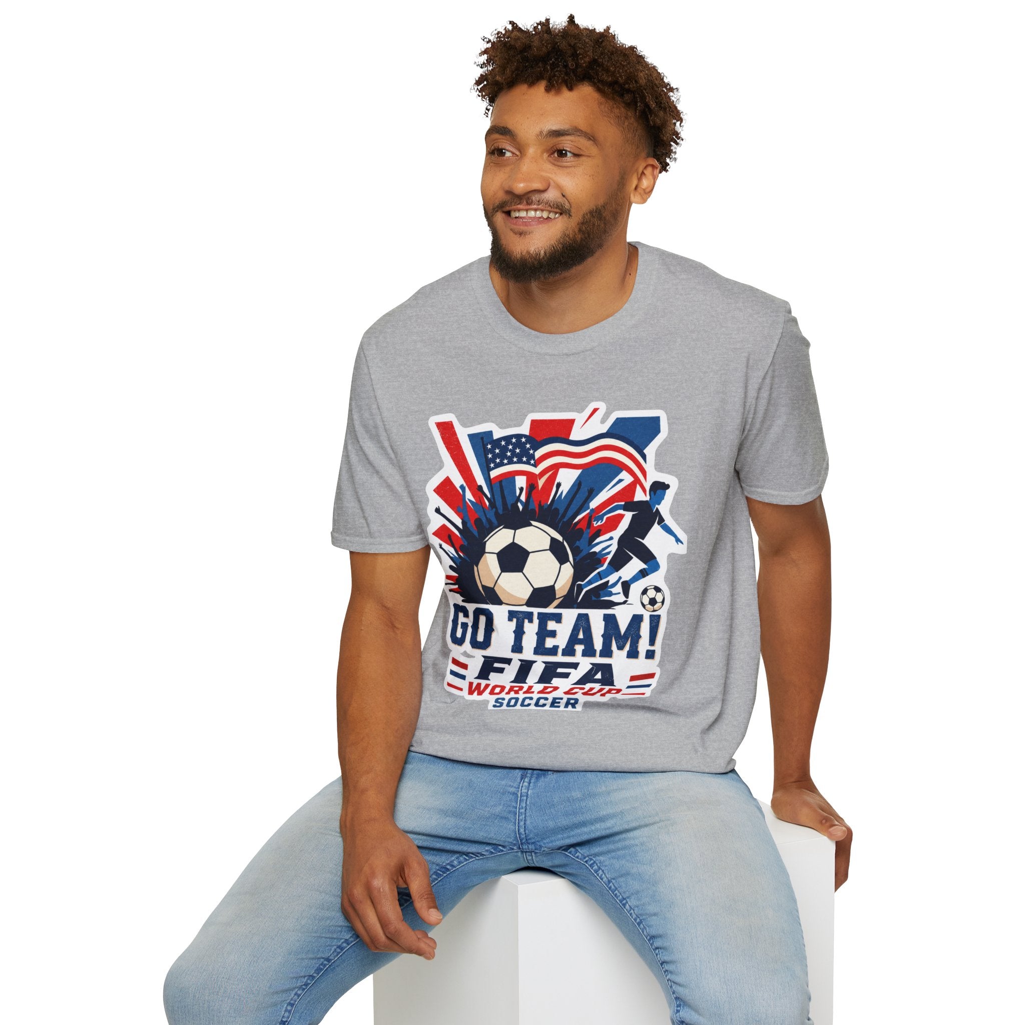 Soccer  Cup T-Shirt – "Go Team! Cup Soccer" USA Flag Design