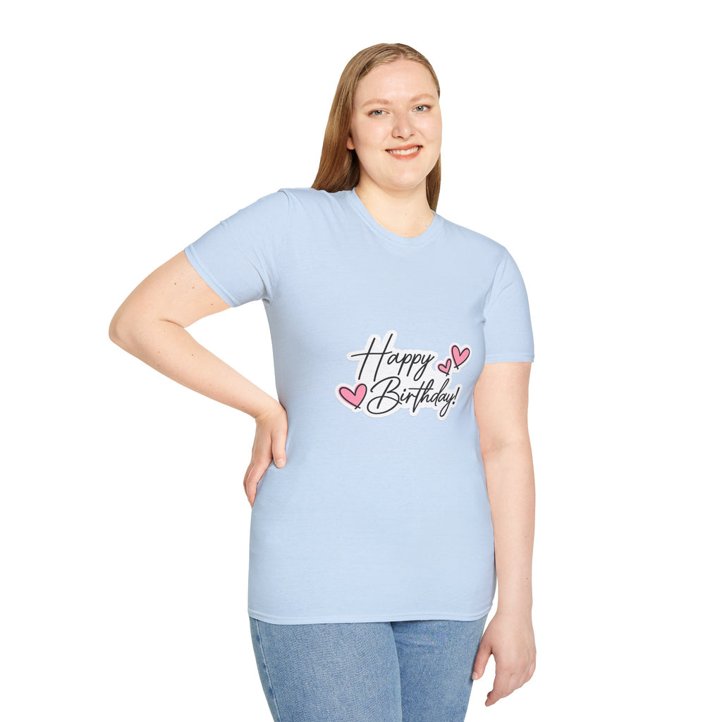 Birthday T-Shirt — "Happy Birthday" Heart Graphic