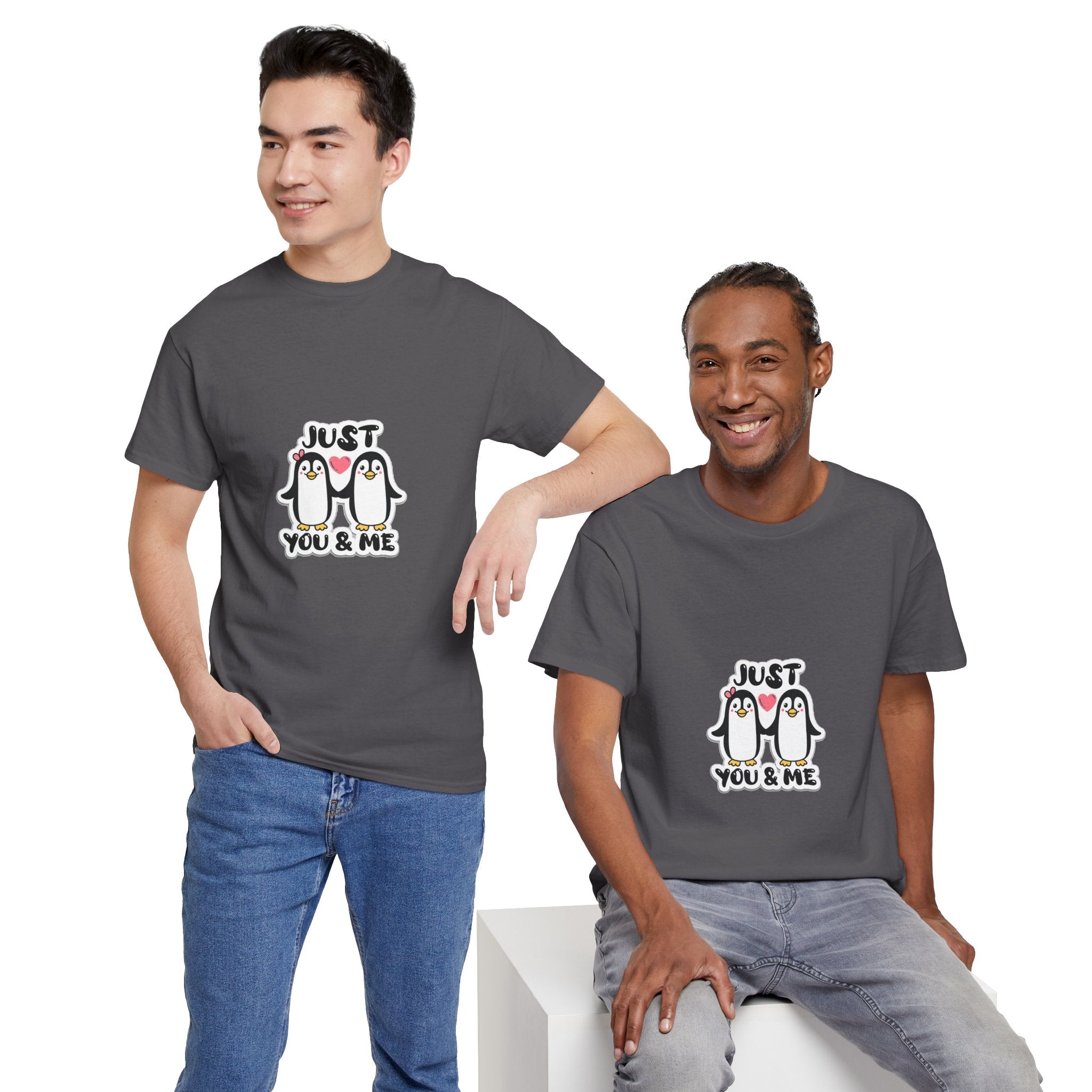 Just You & Me Penguin Tee — Cute Couples Graphic T-Shirt