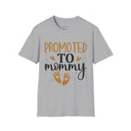 Promoted to Mommy T-Shirt — Pregnancy Announcement Tee with Gold Hearts & Baby Footprints