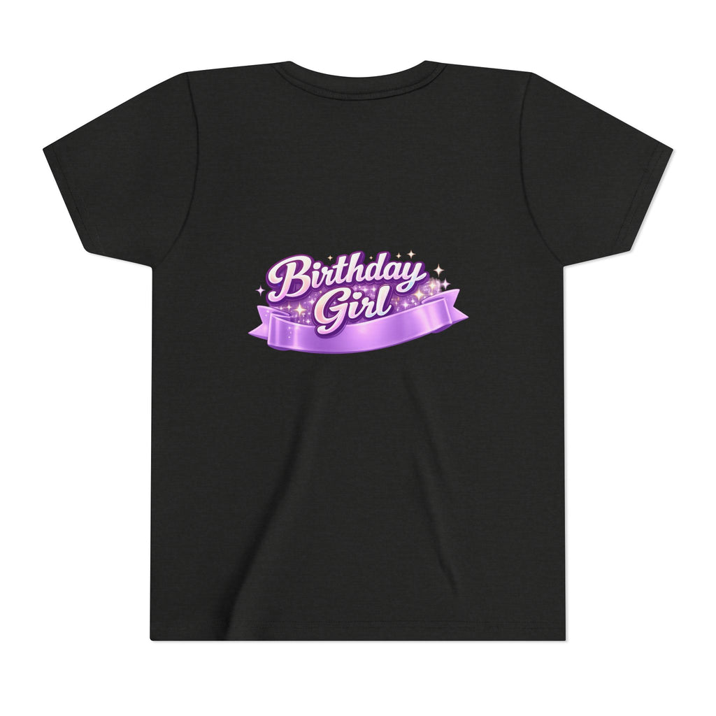 Girls' 5th Birthday Tee - 'Happy Birthday' Glitter Stars Design