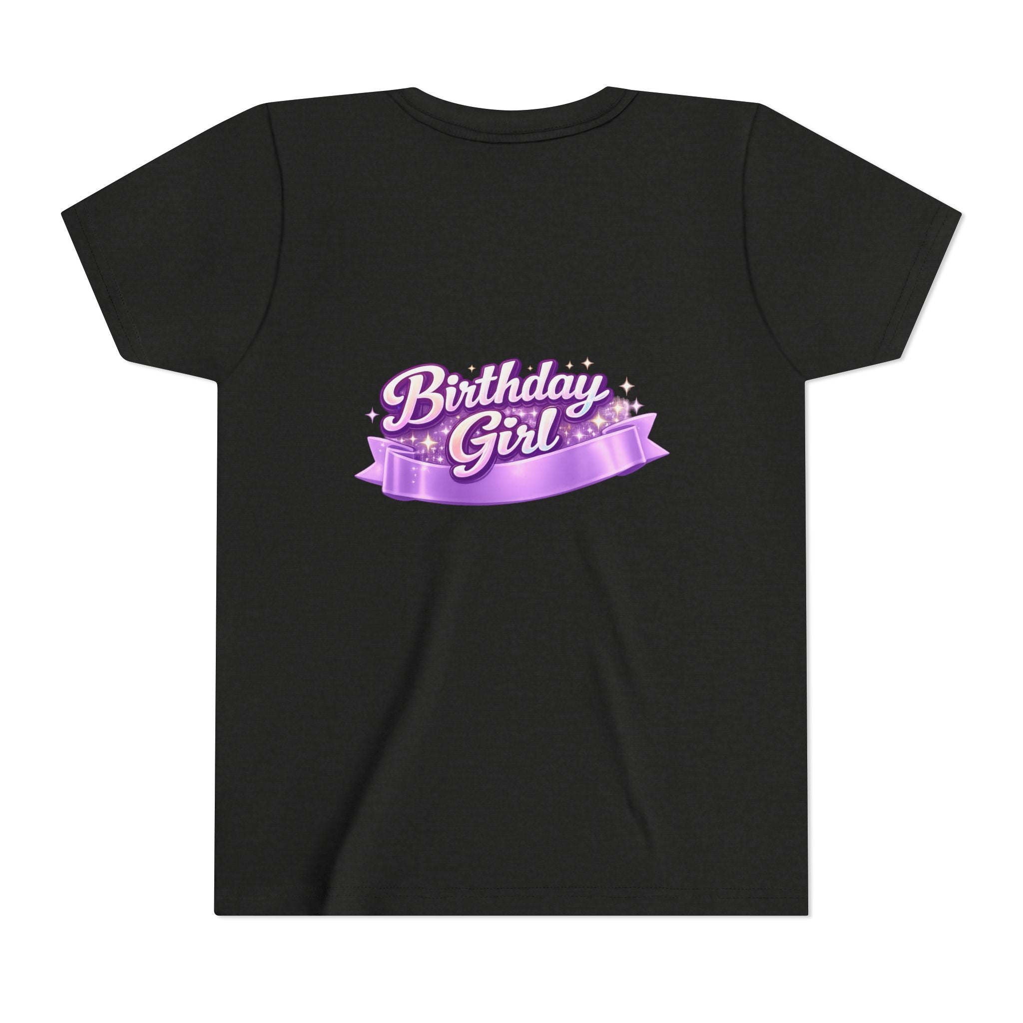 Girls' 5th Birthday Tee - 'Happy Birthday' Glitter Stars Design