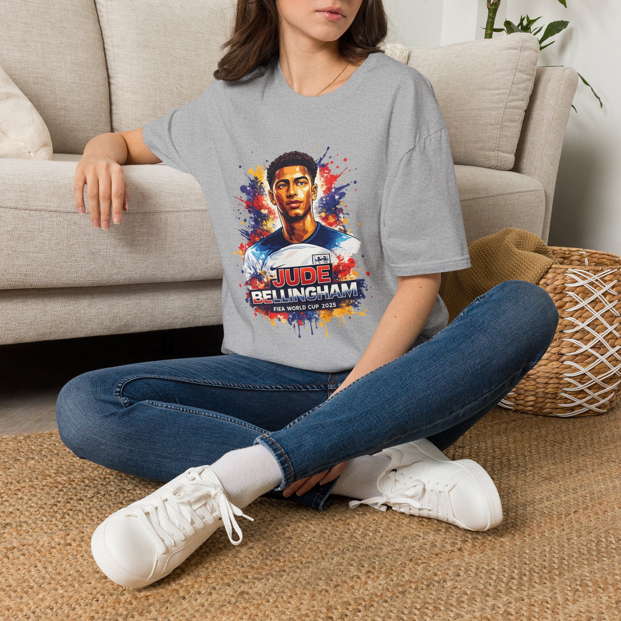 Portrait T-Shirt — Color Splash Football Player Graphic ("England legend")