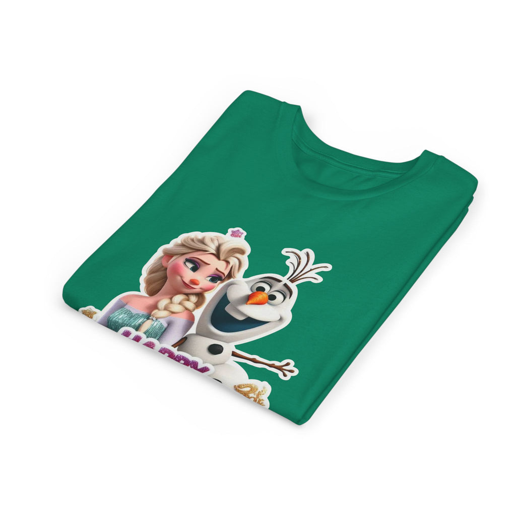 Kids' Birthday Tee - Cute Princess and Snowman "Happy Birthday" Graphic