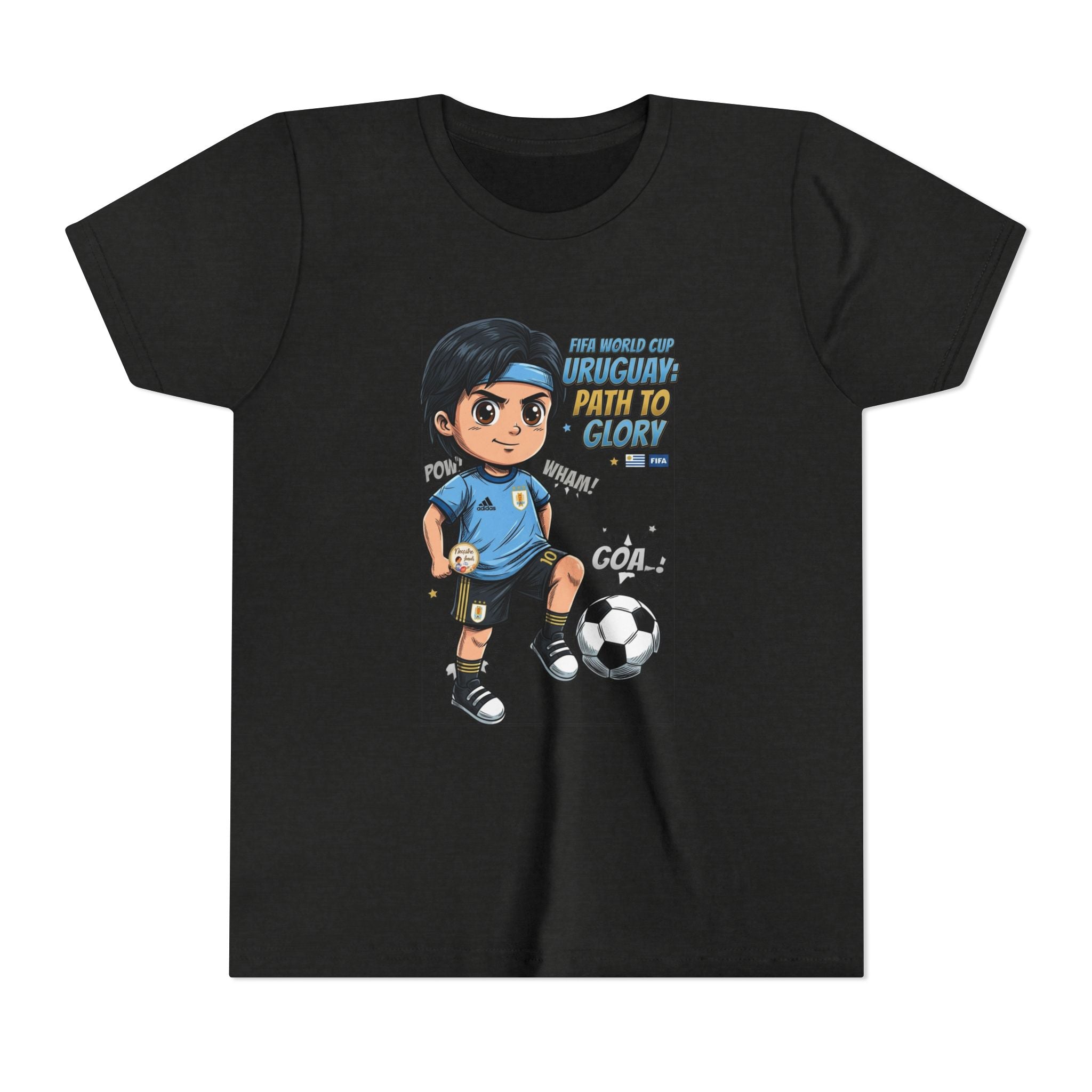 Youth Soccer Tee – Cute Cartoon Player "Ready to Score" Kids Jersey