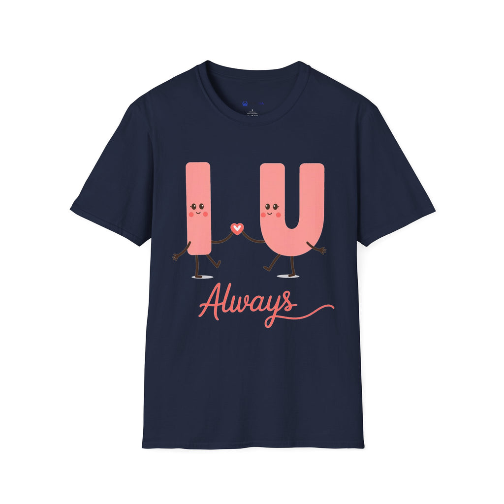 T-Shirt – Cute 'I  U Always' Kissing Letters Valentine's Tee