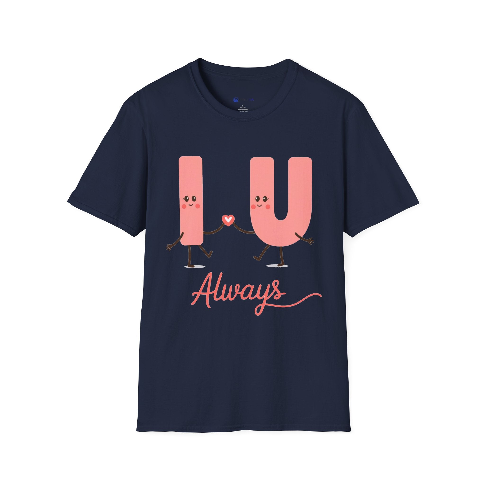 T-Shirt – Cute 'I  U Always' Kissing Letters Valentine's Tee